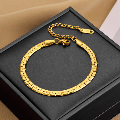 Women's Korean Style Accessories Rose Gold Cuban Titanium Bracelets