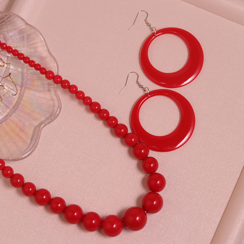 Women's Color Beads Acrylic Vintage Beaded Hollow Necklaces