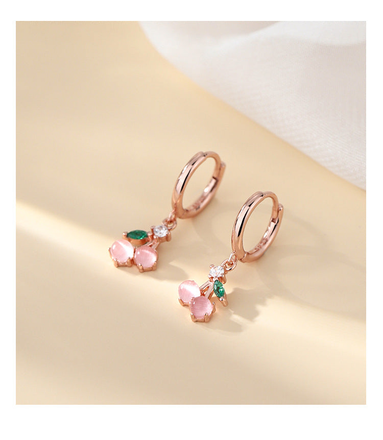 Women's Cherry Pearl Ear Clip Niche Design Earrings