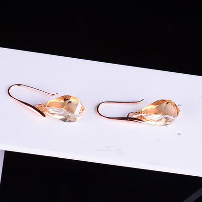 Simple Elegant Rose Gold Artificial Crystal Earrings