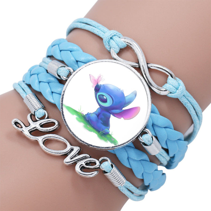 Cartoon Star Stitch Time Stone Leather Bracelets