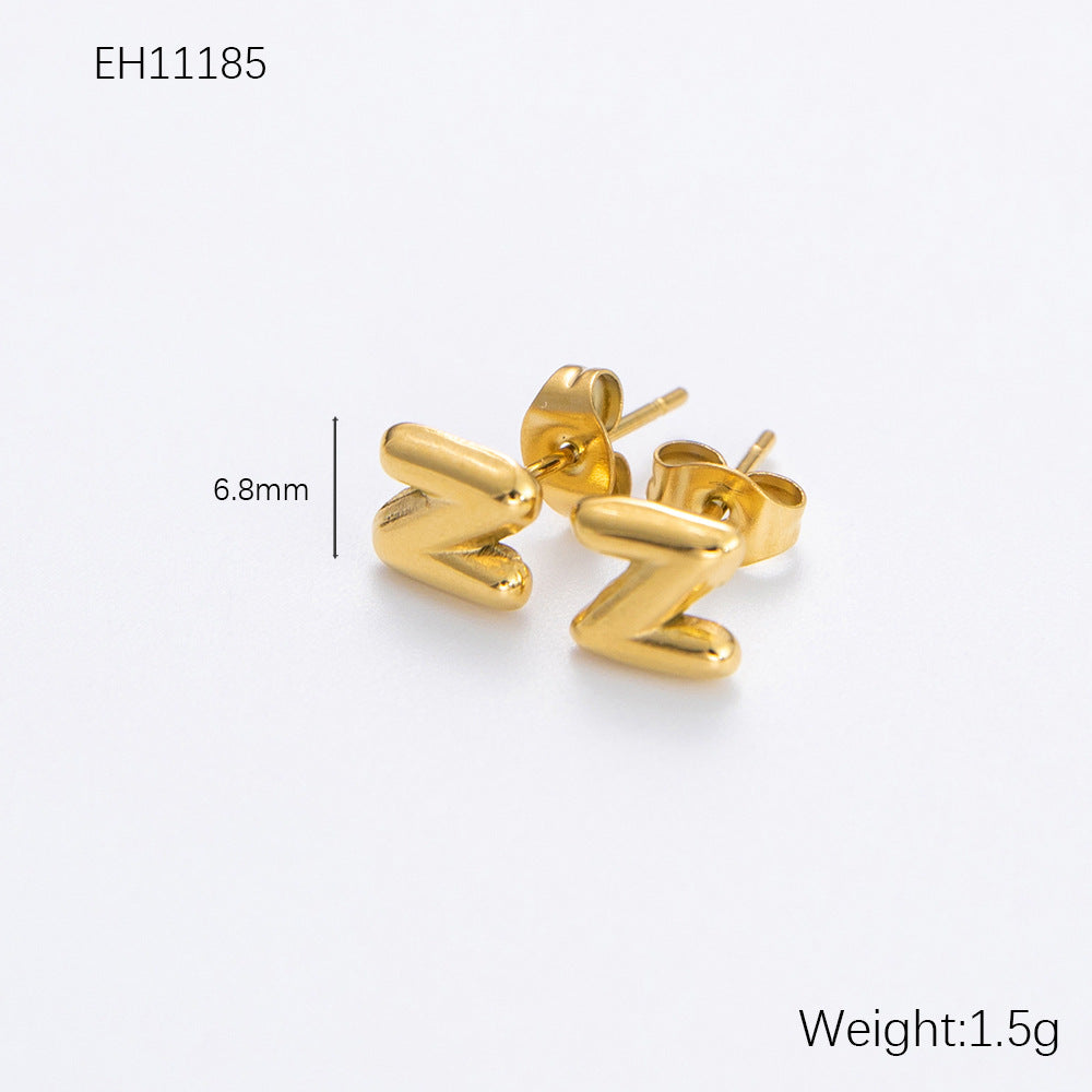 Women's Alphabet Letter Stainless Steel Gold-plated High-grade Affordable Luxury Earrings