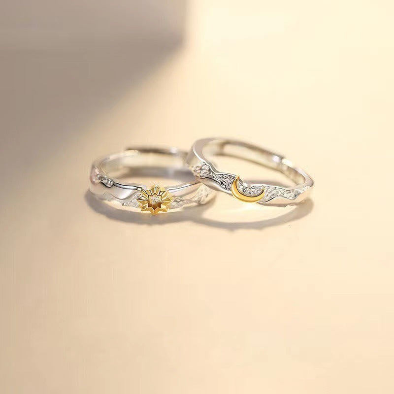 Women's & Men's Sun Moon Couple Design High-grade Open Rings