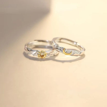 Women's & Men's Sun Moon Couple Design High-grade Open Rings