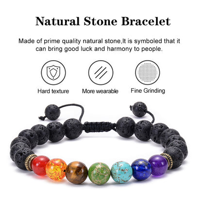 Agate Frosted Volcanic Stone Colorful Yoga Bracelets