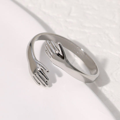 Stainless Steel Open Hug Palm Niche Rings