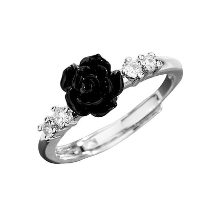 Camellia Flower Adjustable Popular Rhinestone Gradient Rings