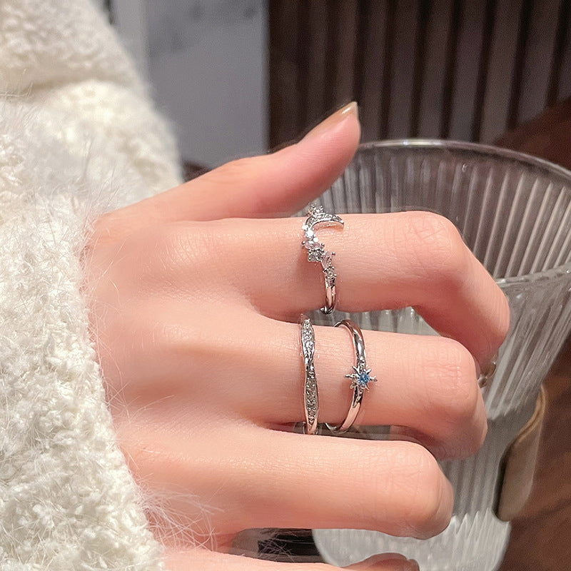 Simple Fashion Open Suit Full Rhinestone Rings