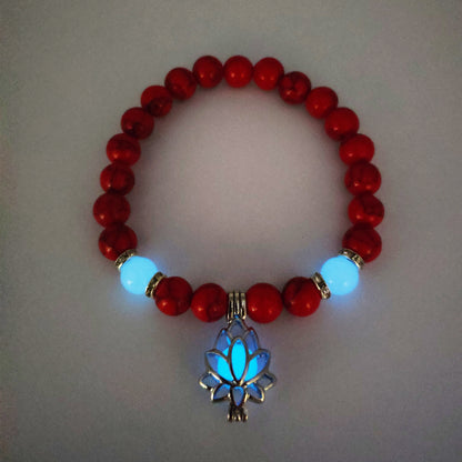 Yoga Energy Luminous Turquoise Bead Lotus Bracelets