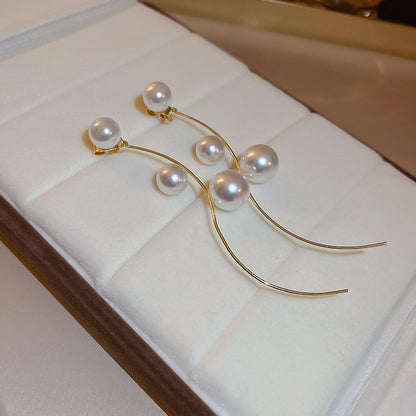 Women's Simplicity Water Drop Pearl Retro High Earrings