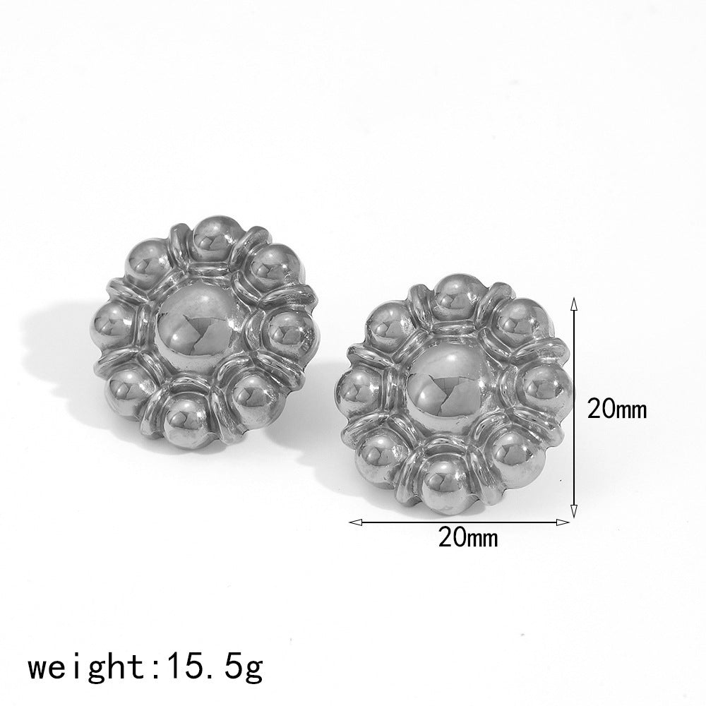 Women's Titanium Steel Ball Flower Simple Minority Rings