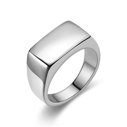 Men's Simple Fashion Personalized Hip Hop Rectangle Glossy Rings