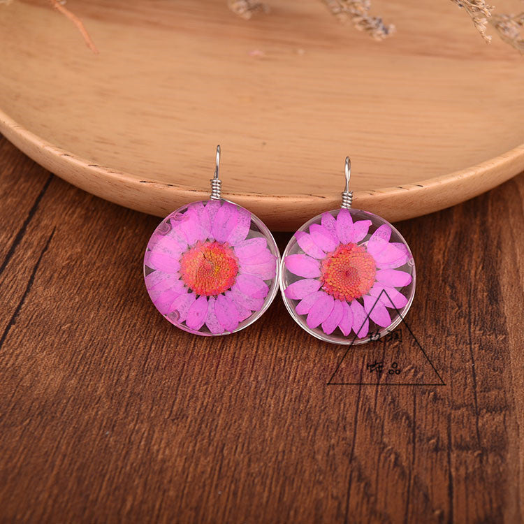 Cabochon Dried Flower Crystal Chrysanthemum Mori Accessories Fresh Pendants