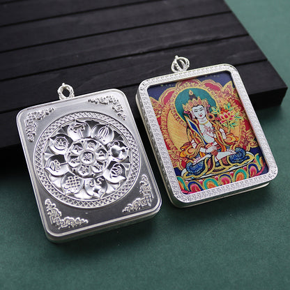 Gold Vajra Hand Painted Golden Outline Eight Patron Saints Pendants