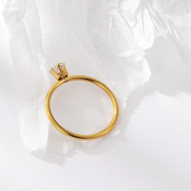 Simple Korean Style Slim Gold-plated Titanium Rings