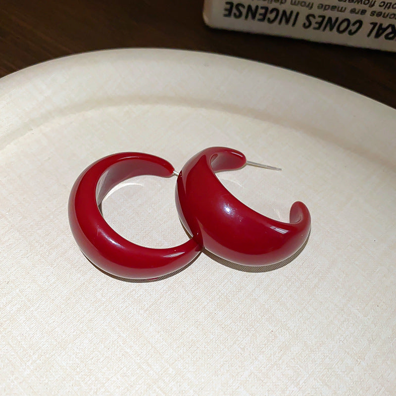 Gold Electroplated Sier Needle Red Dripping Earrings