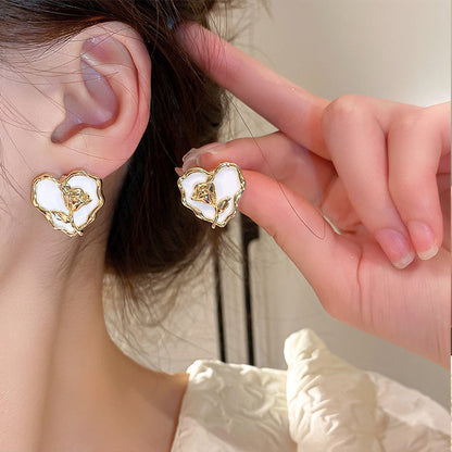 Korean Female With Hearts Simple Elegant Earrings