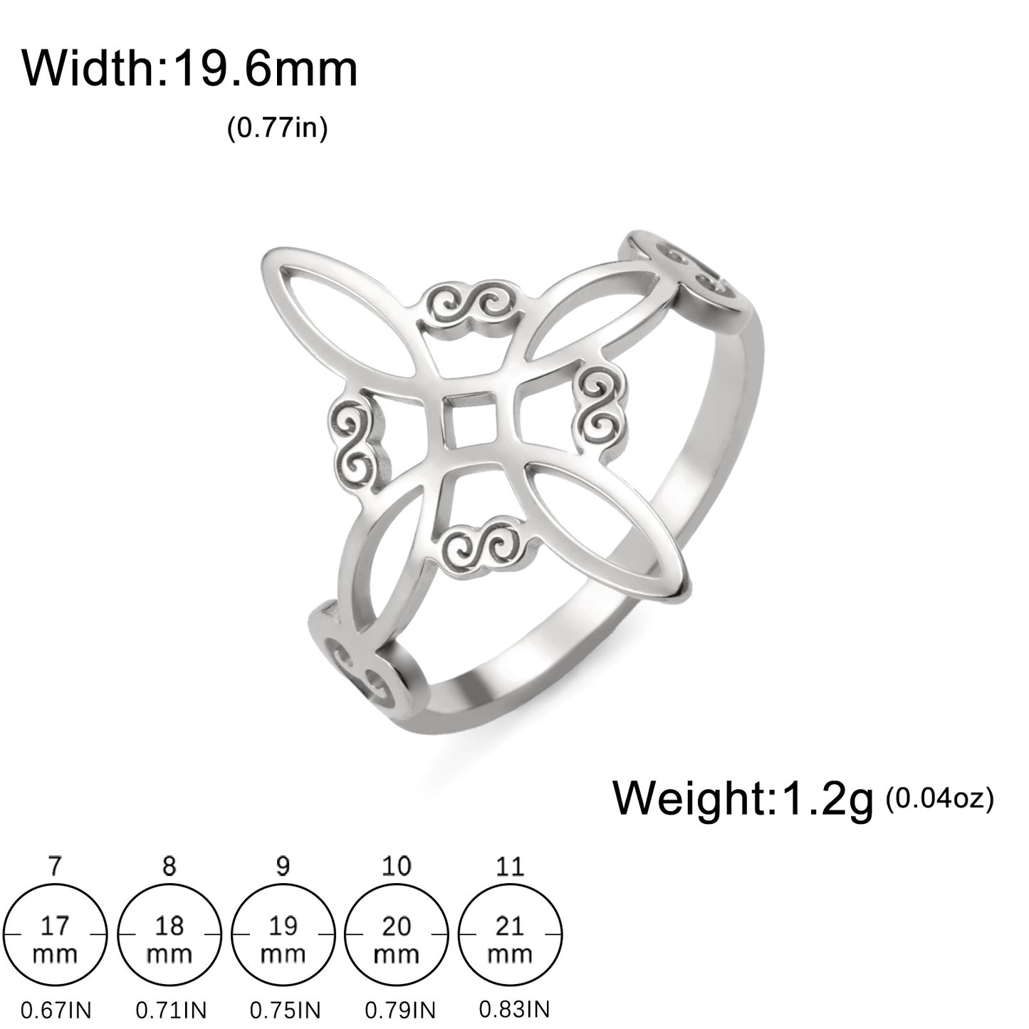 Women's & Men's Cut Titanium Steel Witch Knot Pattern Rings