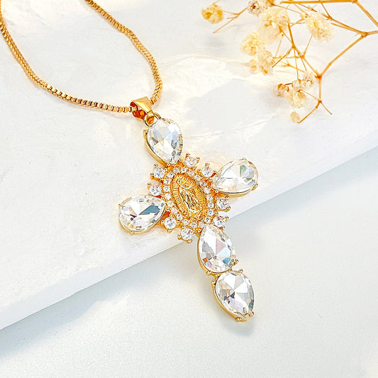 Micro Inlaid Zircon Cross Creative Personality Virgin Female Necklaces