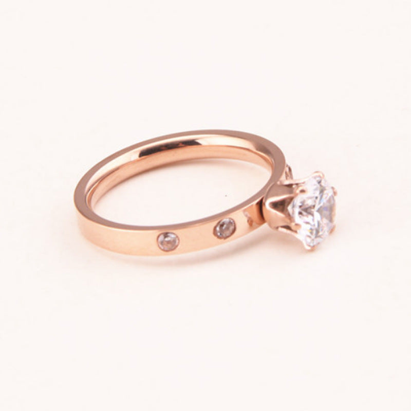 Diamond Titanium Steel Female Fashionable Rose Rings