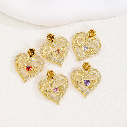 Fashion Elegant Rose Love Heart Mother's Pendants