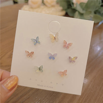 Sterling Sier Needle Three-dimensional Butterfly Suit Combination Simple Earrings