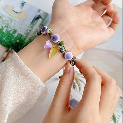 Hand-woven Chinese Fresh Simple Purple Flower Bracelets