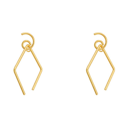 Sier Needle Metal Rhombus Niche Temperament Frosty Earrings