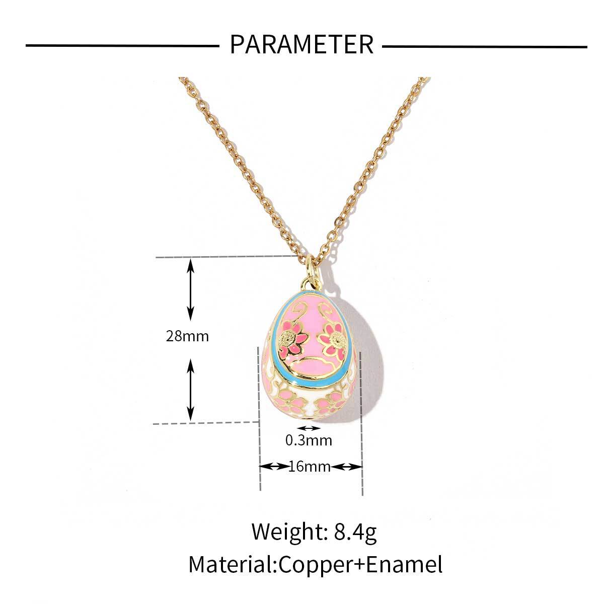 Color Copper Zircon Easter Egg Female Enamel Pendants