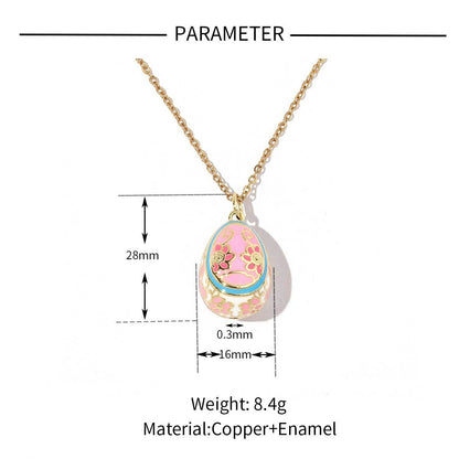 Color Copper Zircon Easter Egg Female Enamel Pendants