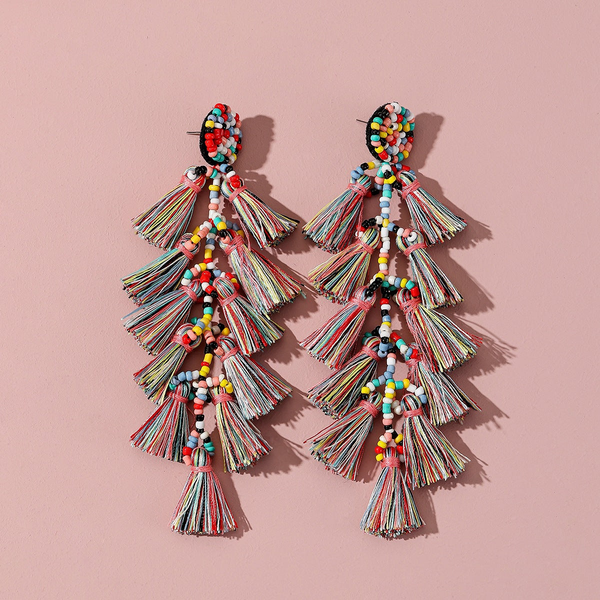 Bead Tassel Handmade Fashion Long Bohemian Earrings