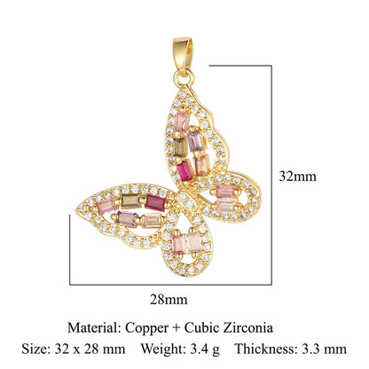 Unicorn Love Heart Color Zirconium Copper Pendants
