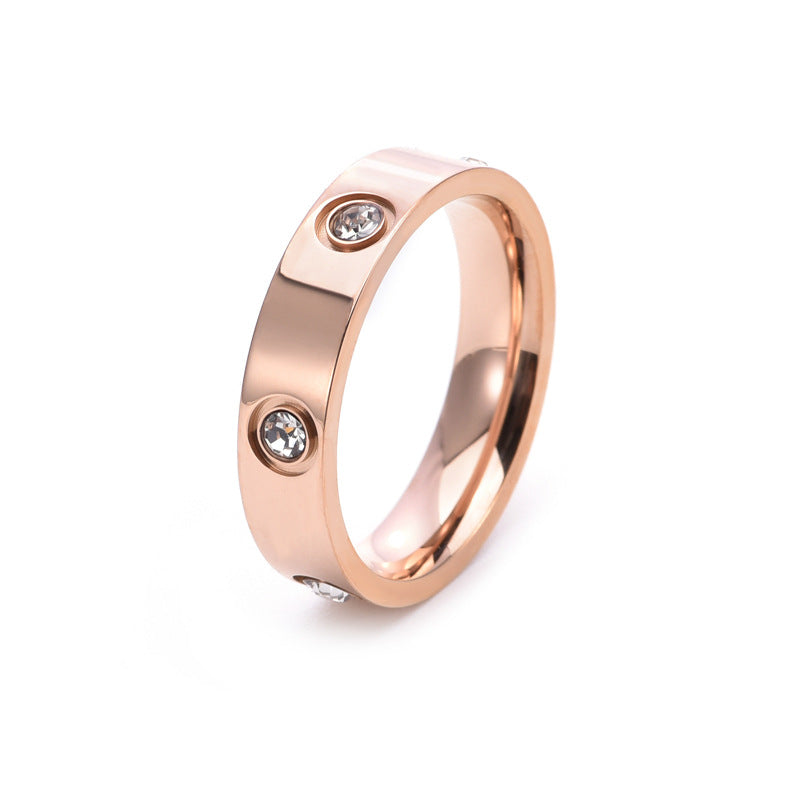 Titanium Steel Female High-grade Couple Six Rings