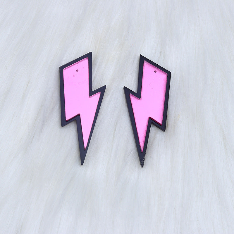 Women's Irregular Mirror Lightning Stitching Simple Exaggerated Earrings