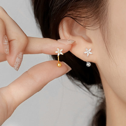 Women's Screw Exquisite High-grade Design Mori Style Small Clear Ding Earrings