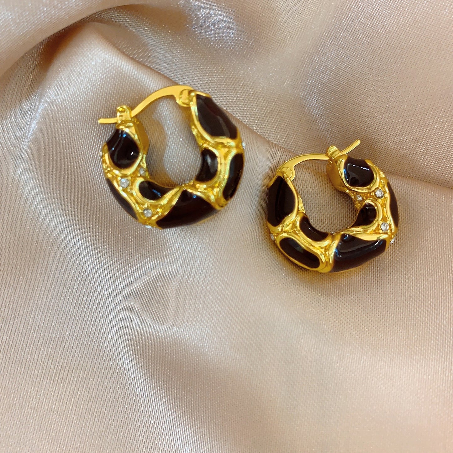 Coffee Color Natural Stone Design Temperament Earrings