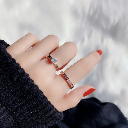 Women's Korean Style Simple Fashionable Rose Gold Rings