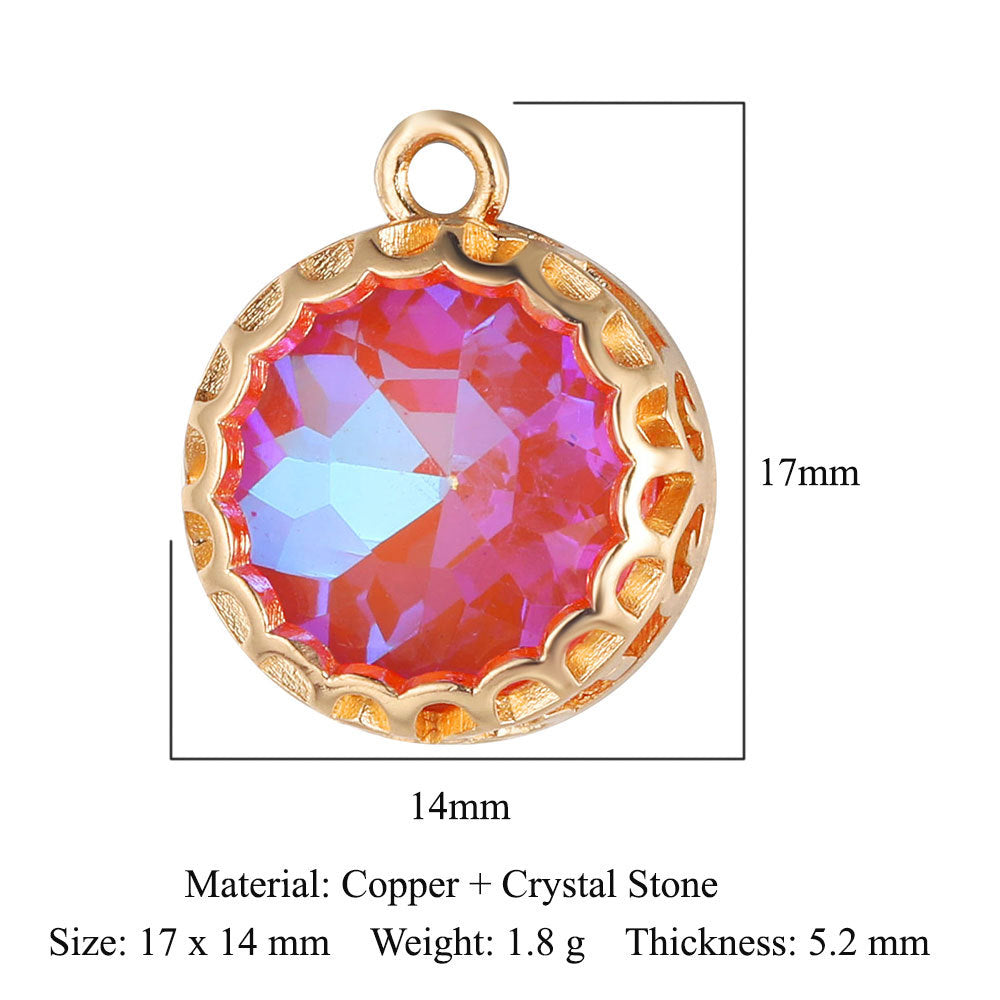 Copper Glass Crystal Geometric Round Ornament Pendants