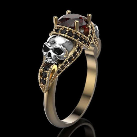 Ornament Skull Two-color Ruby Creative Fashion Rings