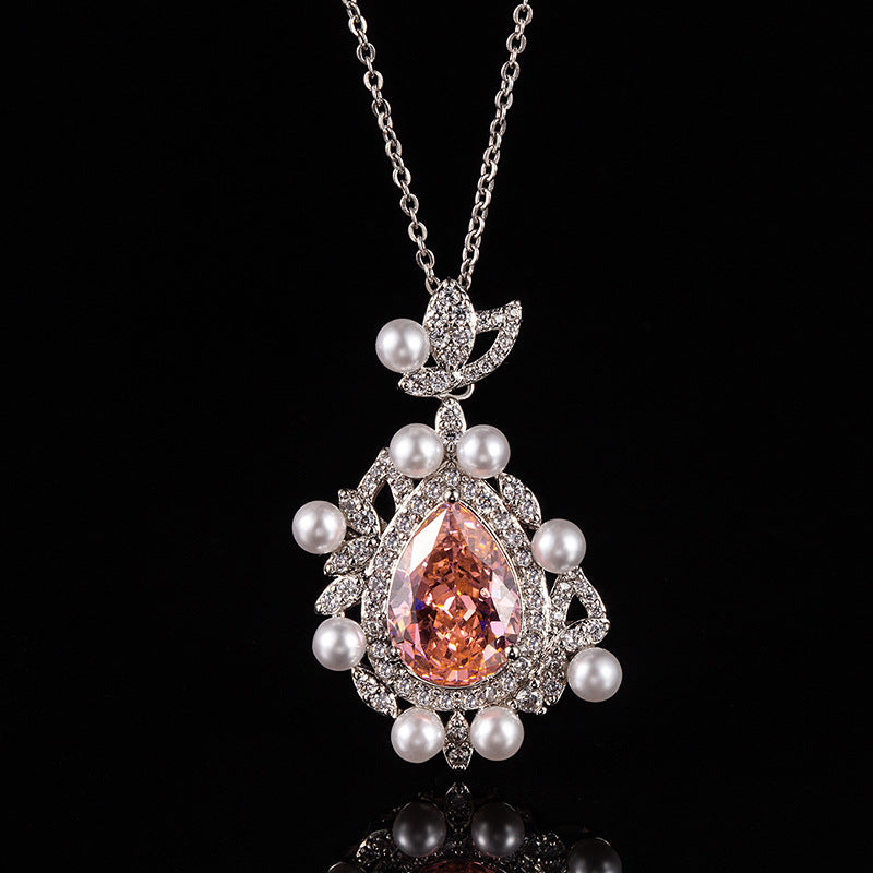 High Carbon Diamond Water Drop Pearl Colored Pendants