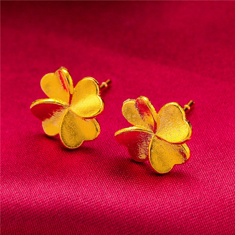 Gold-plated Fancy Vietnam Placer Gold Glazed Surface Earrings