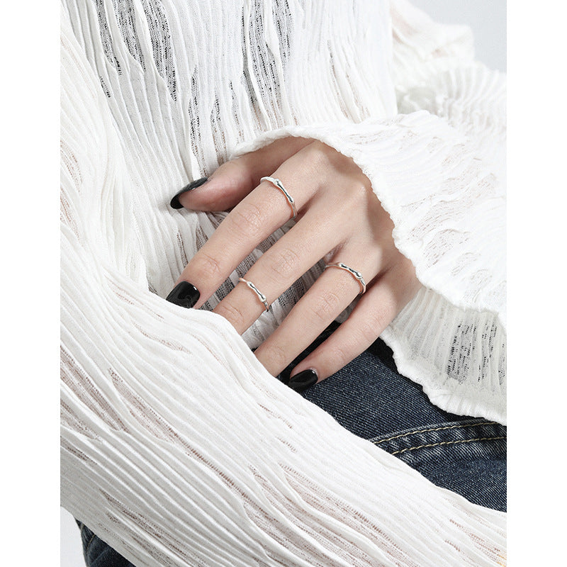 Women's Irregular Minimalist Texture Cold Style Twin Rings