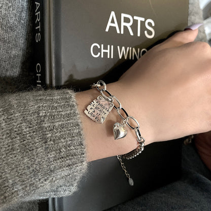 Simple Personality Chain Heart Female Temperament Wild High Bracelets