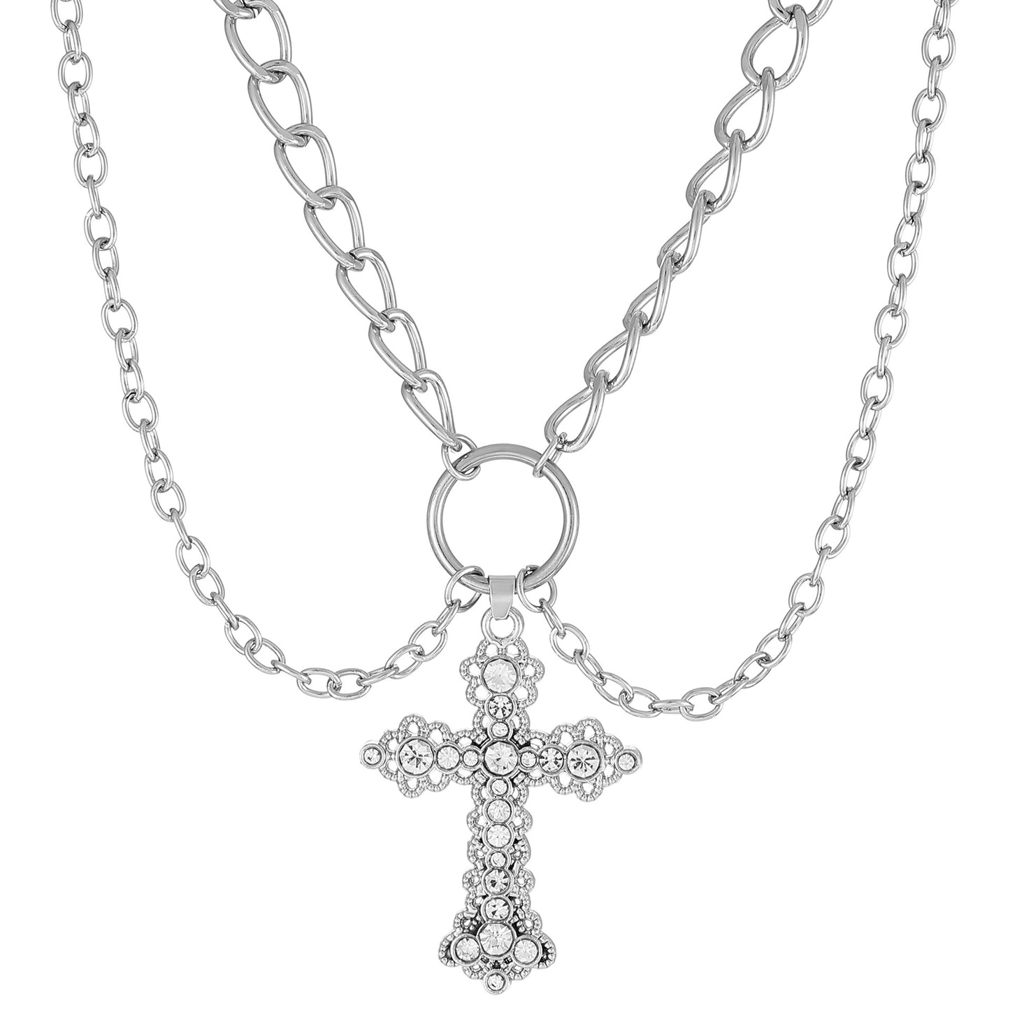 Vintage Pearl Cross Punk Sweater Female Pendants