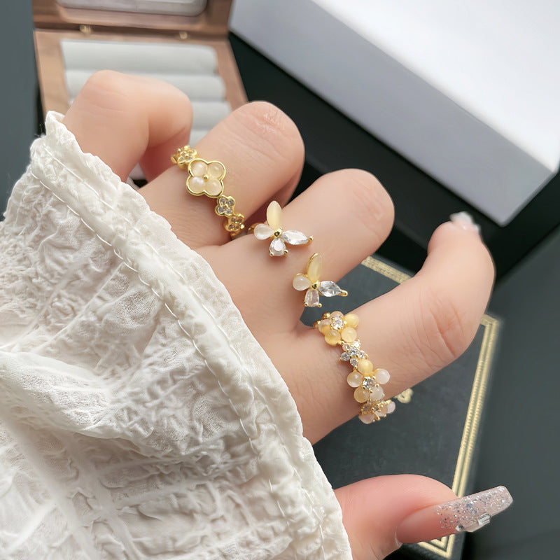 Butterfly Sweet Cool Stylish Opening Female Opal Rings