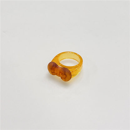 Fashionable Blooming Bow Checkerboard Resin Style Rings