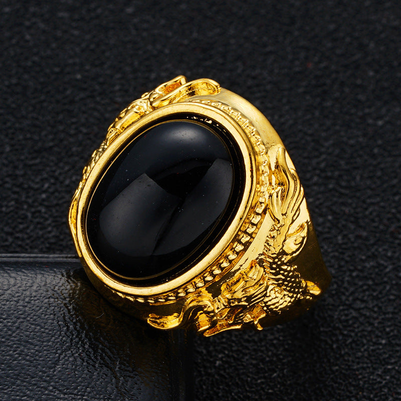 Men's No Color Fading Tourmaline Agate Brass Simulation Rings