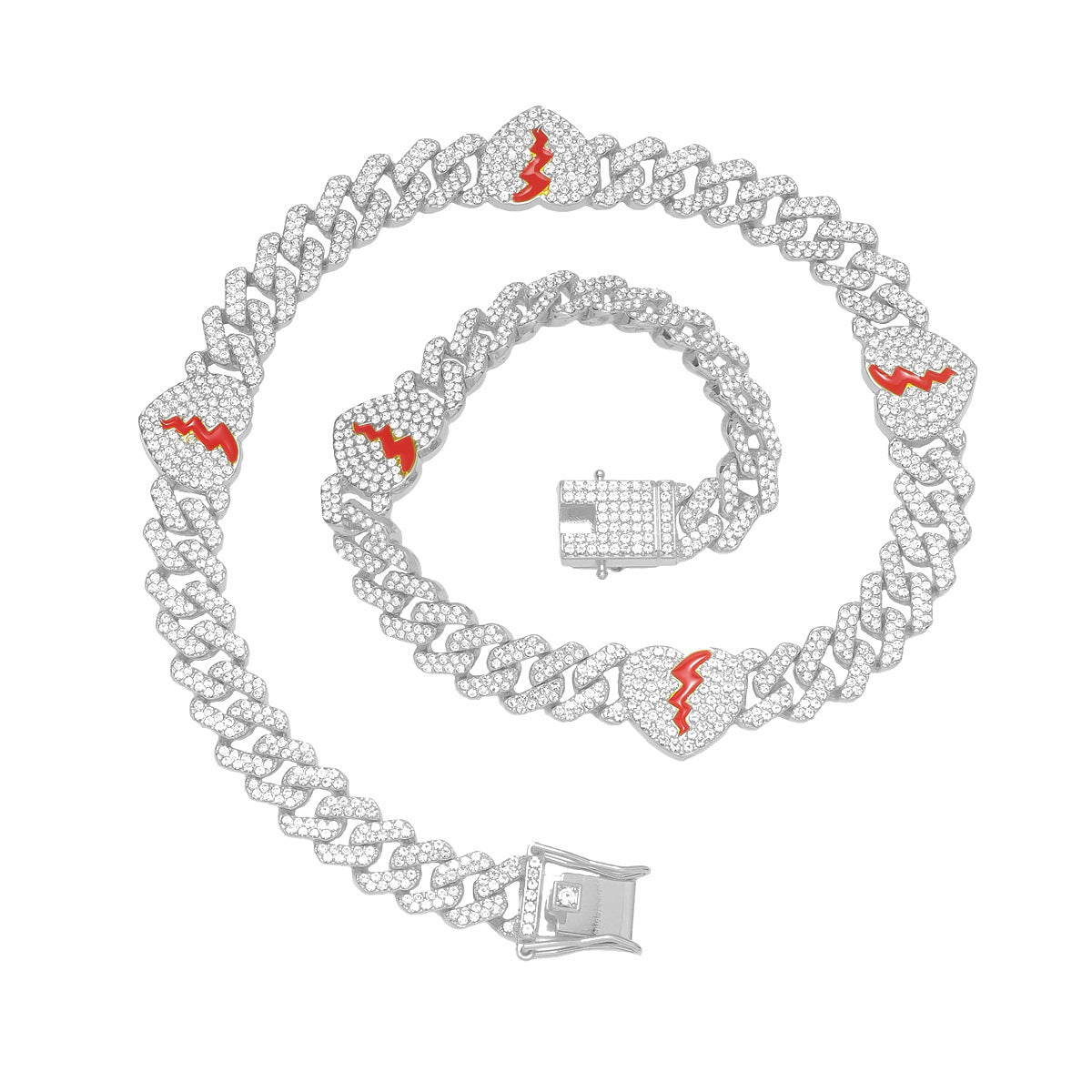 Men's Heart Cuban Chain Trend Diamond European Necklaces