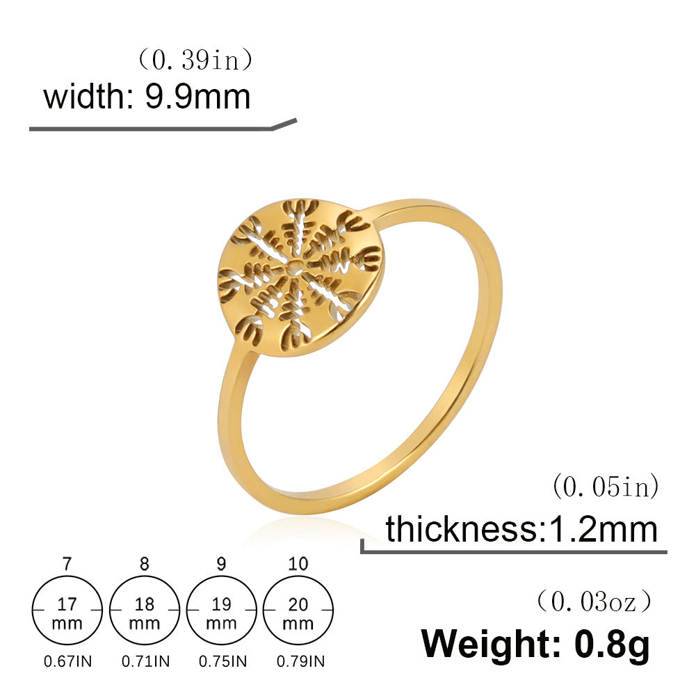 Ornament Real Gold Plated Hollow Snowflake Rings