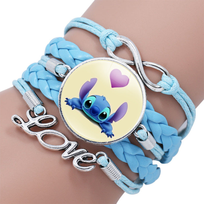 Cartoon Star Stitch Time Stone Leather Bracelets